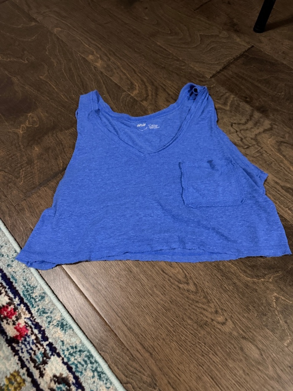 aerie Royal Blue Cropped Tank with Front Pocket